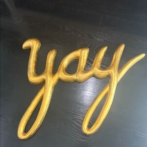Pottery Barn Teen Gold 'Yay' Wall Art